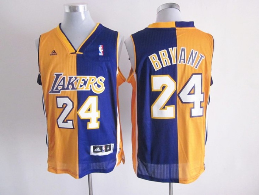 Men's Los Angeles Lakers Split Baseball Jersey - All Stitched - Nebgift